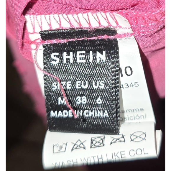 Shein Pink Swiss Polka Dots Sheer Lined Blouse Women's M Ruffles Romantic - Picture 3 of 8